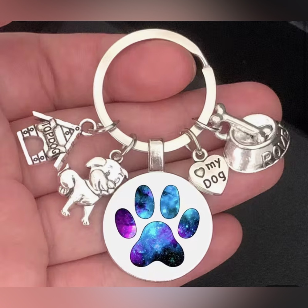 Dog Paw Love Keychain & Key Ring (set of 2 items) - Picture 2 of 3